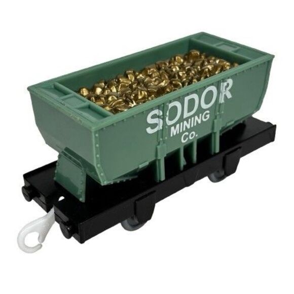 Thomas Train Trackmaster Sodor Mining Co Quarry Cargo Car Flip Top Gold Silver - Picture 1 of 12